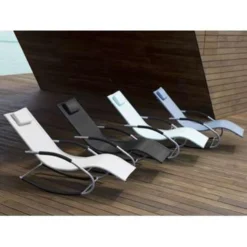 Beliani Tuinligstoel CARANO - Blauw Staal, Textiel -Zonnetuin Verkoopwinkel e22b07187db64258a62f3dbb191cf30b